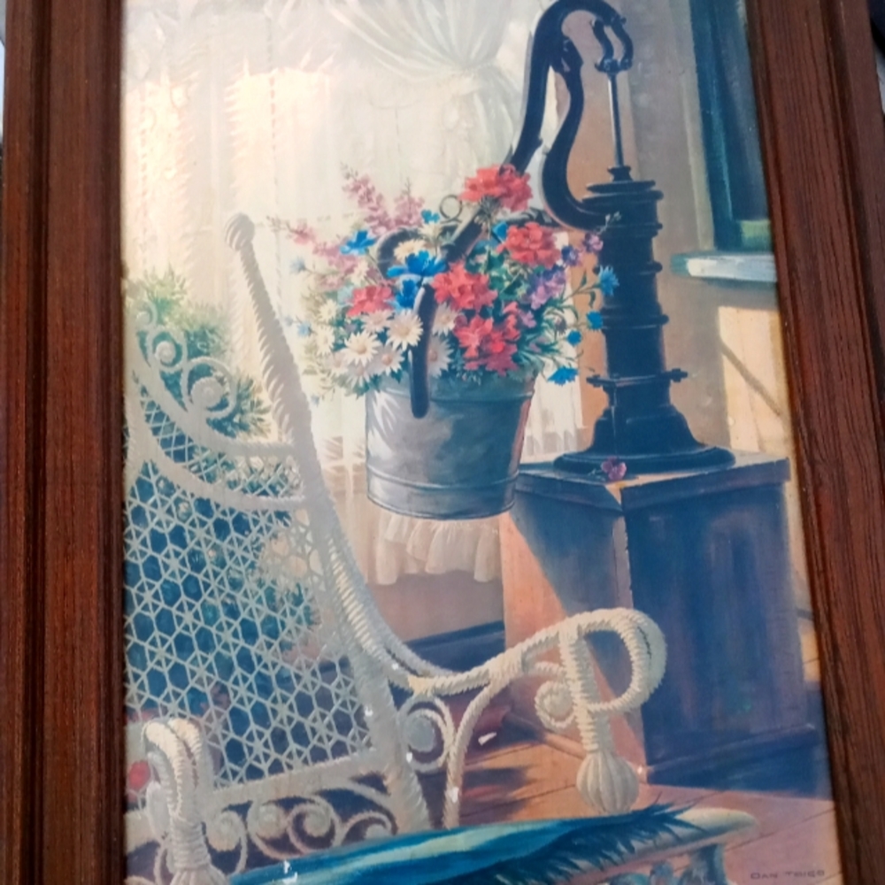 Frame print signed by Dan Tioga Bucket of Flowers